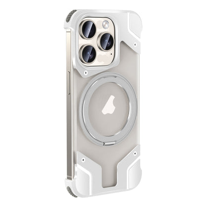 For iPhone 15 Pro Max Borderless MagSafe Rotating Holder Transparent Phone(Silver) - iPhone 15 Pro Max Cases by buy2fix | Online Shopping UK | buy2fix