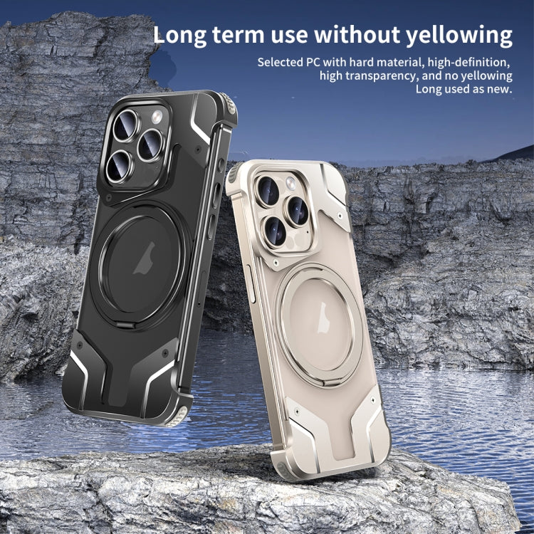 For iPhone 15 Pro Borderless MagSafe Rotating Holder Transparent Phone(Titanium Primary) - iPhone 15 Pro Cases by buy2fix | Online Shopping UK | buy2fix
