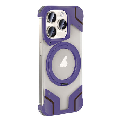 For iPhone 14 Pro Borderless MagSafe Rotating Holder Transparent Phone(Purple) - iPhone 14 Pro Cases by buy2fix | Online Shopping UK | buy2fix