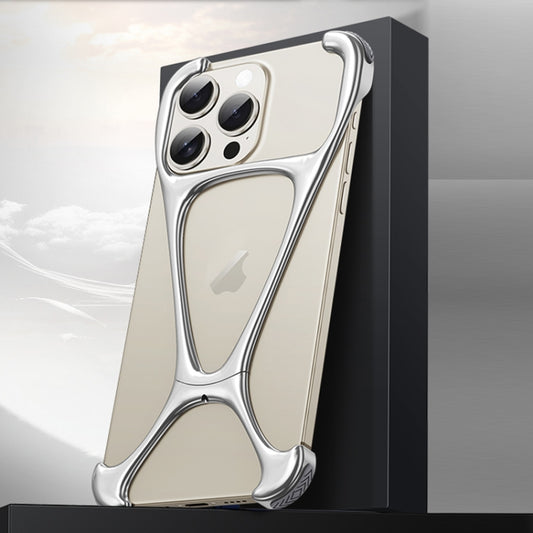 For iPhone 15 Pro Hercules Zinc Alloy Borderless Metal Phone Case(Bright Silver) - iPhone 15 Pro Cases by buy2fix | Online Shopping UK | buy2fix