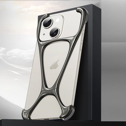 For iPhone 15 Hercules Zinc Alloy Borderless Metal Phone Case(Bright Metal Grey) - iPhone 15 Cases by buy2fix | Online Shopping UK | buy2fix