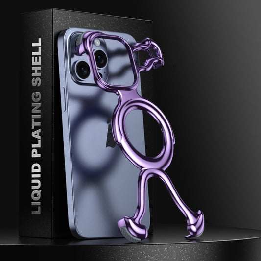 For iPhone 15 Pro Liquid Plating PC Hollow MagSafe Phone Case(Purple) - iPhone 15 Pro Cases by buy2fix | Online Shopping UK | buy2fix