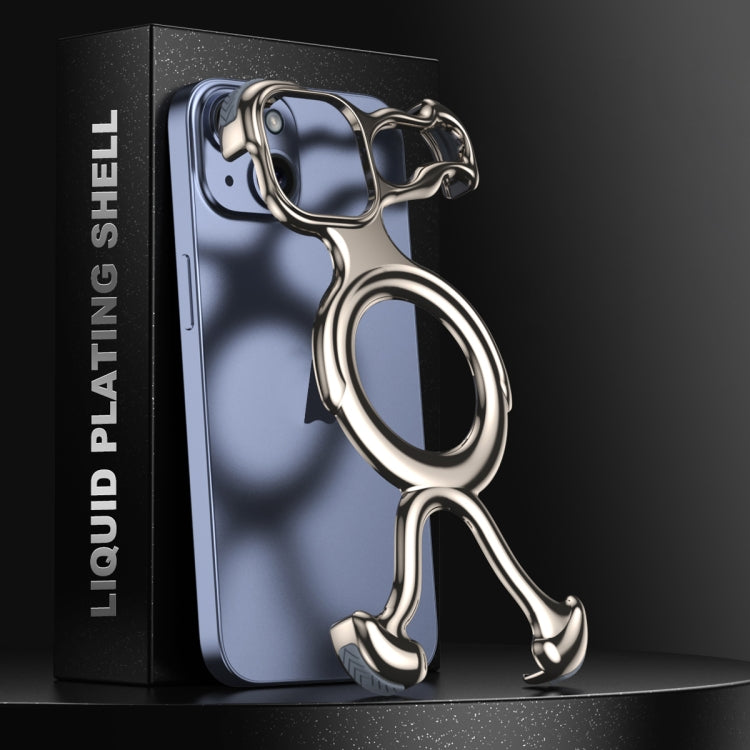 For iPhone 14 / 13 Liquid Plating PC Hollow MagSafe Phone Case(Titanium Grey) - iPhone 14 Cases by buy2fix | Online Shopping UK | buy2fix