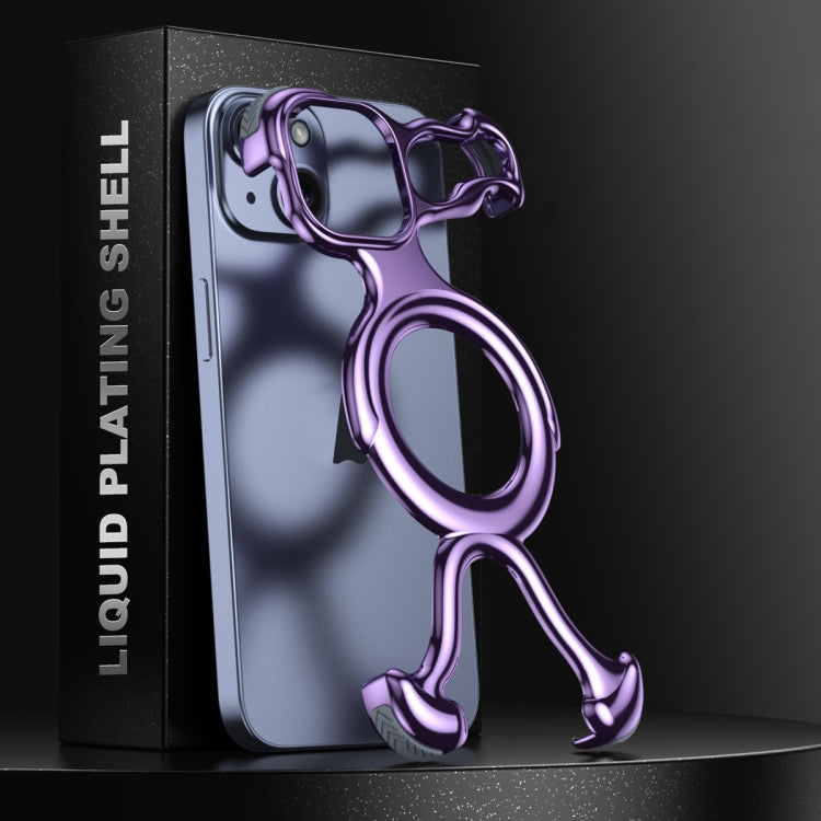 For iPhone 14 / 13 Liquid Plating PC Hollow MagSafe Phone Case(Purple) - iPhone 14 Cases by buy2fix | Online Shopping UK | buy2fix