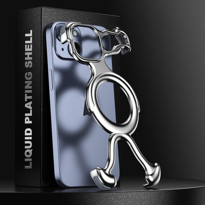 For iPhone 14 / 13 Liquid Plating PC Hollow MagSafe Phone Case(Matt Silve) by buy2fix