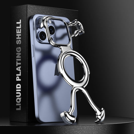 For iPhone 13 Pro Max Liquid Plating PC Hollow MagSafe Phone Case(Metal Silve) - iPhone 13 Pro Max Cases by buy2fix | Online Shopping UK | buy2fix