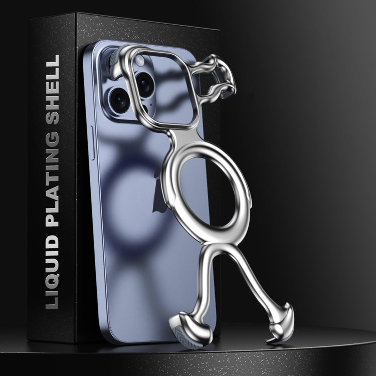 For iPhone 13 Pro Max Liquid Plating PC Hollow MagSafe Phone Case(Matt Silve) - iPhone 13 Pro Max Cases by buy2fix | Online Shopping UK | buy2fix