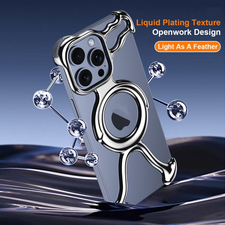 For iPhone 13 Pro Liquid Plating PC Hollow MagSafe Phone Case(Matt Silve) - iPhone 13 Pro Cases by buy2fix | Online Shopping UK | buy2fix
