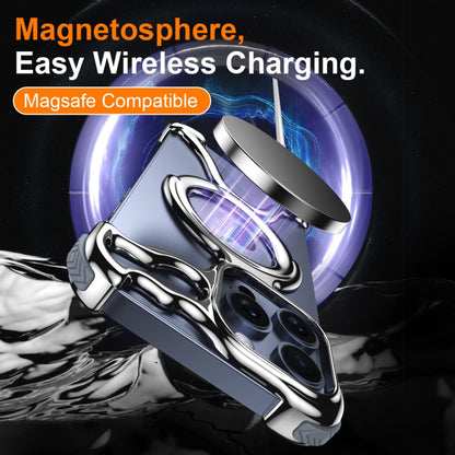 For iPhone 13 Pro Liquid Plating PC Hollow MagSafe Phone Case(Matt Silve) - iPhone 13 Pro Cases by buy2fix | Online Shopping UK | buy2fix