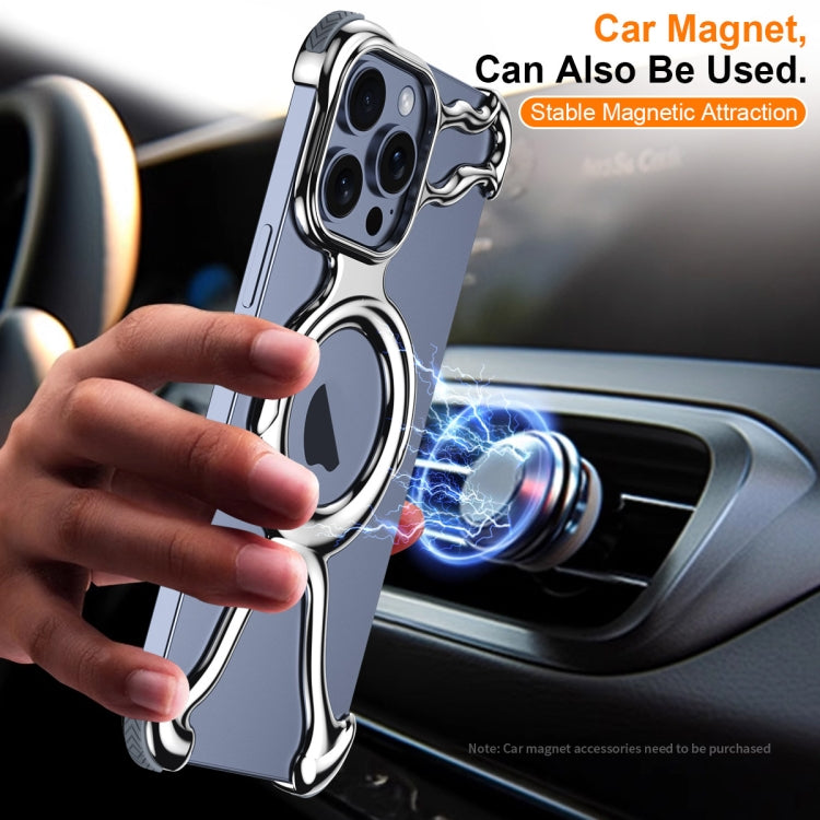 For iPhone 14 / 13 Liquid Plating PC Hollow MagSafe Phone Case(Matt Silve) by buy2fix