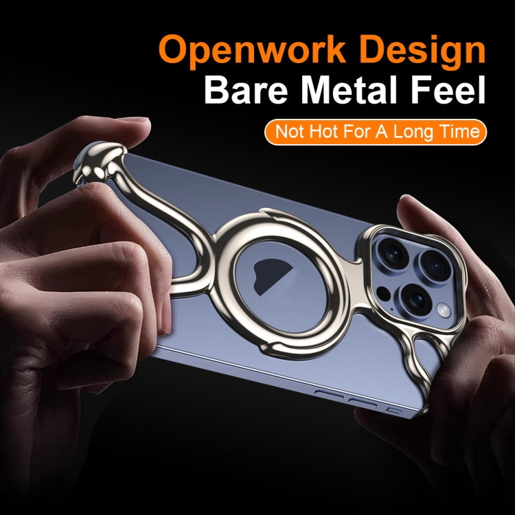 For iPhone 14 / 13 Liquid Plating PC Hollow MagSafe Phone Case(Metal Silve) by buy2fix