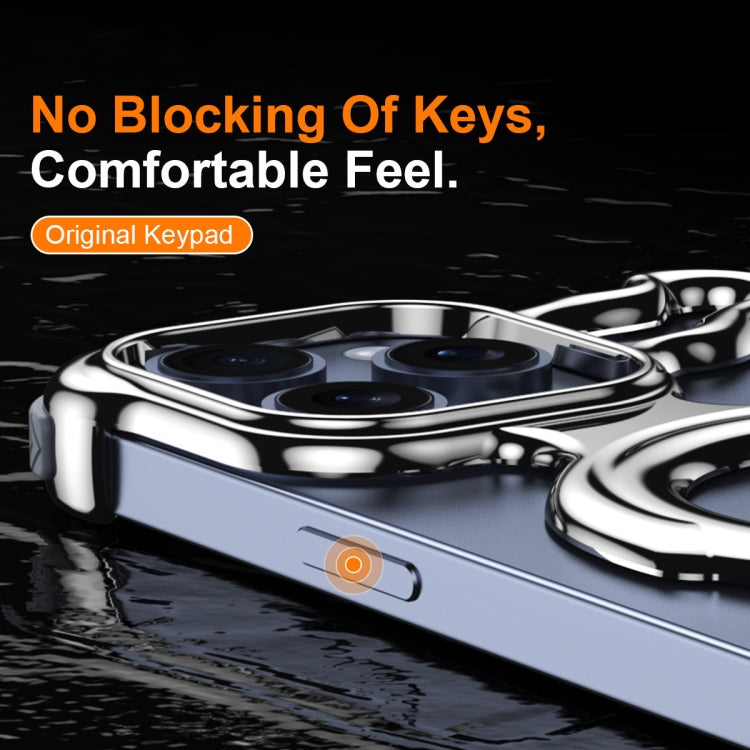 For iPhone 14 / 13 Liquid Plating PC Hollow MagSafe Phone Case(Matt Silve) by buy2fix