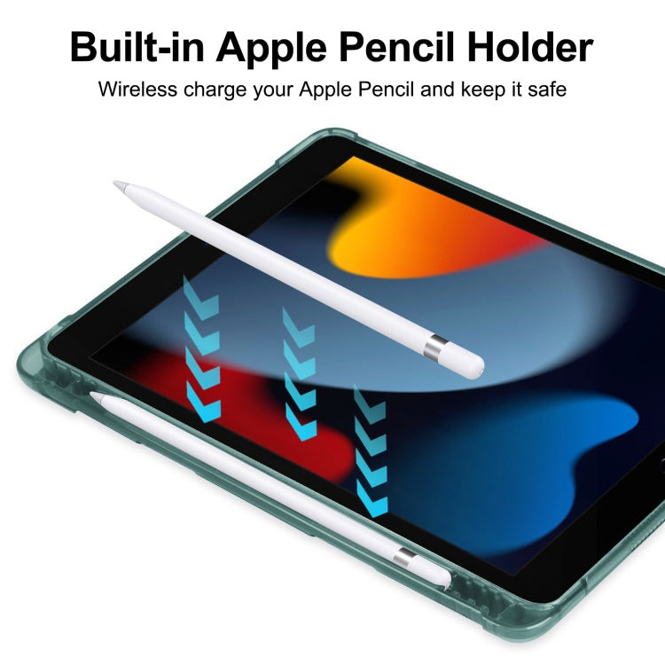 For iPad 10.2 2021 / 2020 / 2019 Tri-fold Holder TPU Cover Frosted Leather Smart Tablet Case withh Pen Slot(Dark Green) - iPad 10.2 Cases by buy2fix | Online Shopping UK | buy2fix
