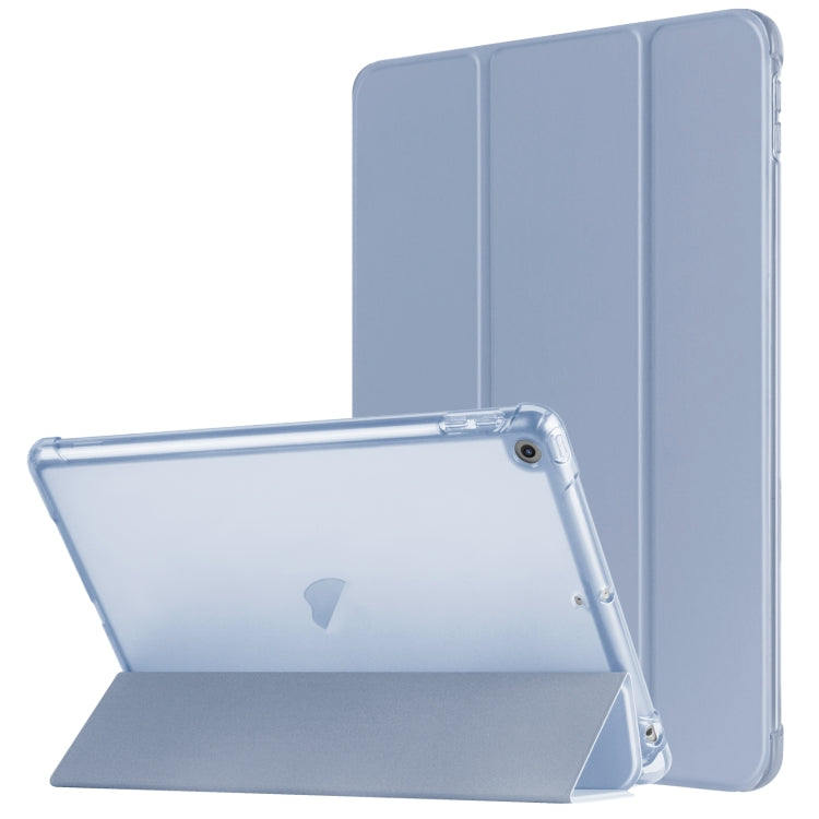 For iPad 10.2 2021 / 2020 / 2019 Tri-fold Holder TPU Cover Frosted Leather Smart Tablet Case withh Pen Slot(Purple) - iPad 10.2 Cases by buy2fix | Online Shopping UK | buy2fix