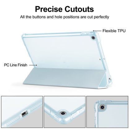For iPad 10.2 2021 / 2020 / 2019 Tri-fold Holder TPU Cover Frosted Leather Smart Tablet Case withh Pen Slot(Sky Blue) - iPad 10.2 Cases by buy2fix | Online Shopping UK | buy2fix