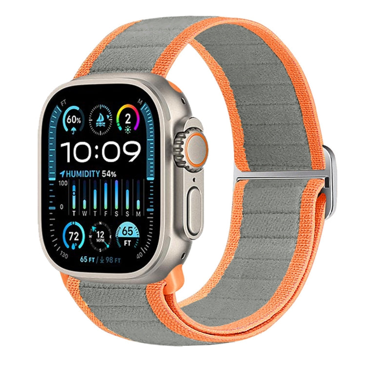 For Apple Watch Ultra 49mm Nylon Elastic Buckle Watch Band(Grey Orange) by buy2fix