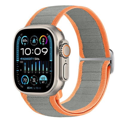 For Apple Watch Ultra 49mm Nylon Elastic Buckle Watch Band(Grey Orange) by buy2fix