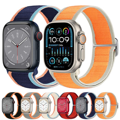 For Apple Watch Ultra 49mm Nylon Elastic Buckle Watch Band(Black Orange) by buy2fix