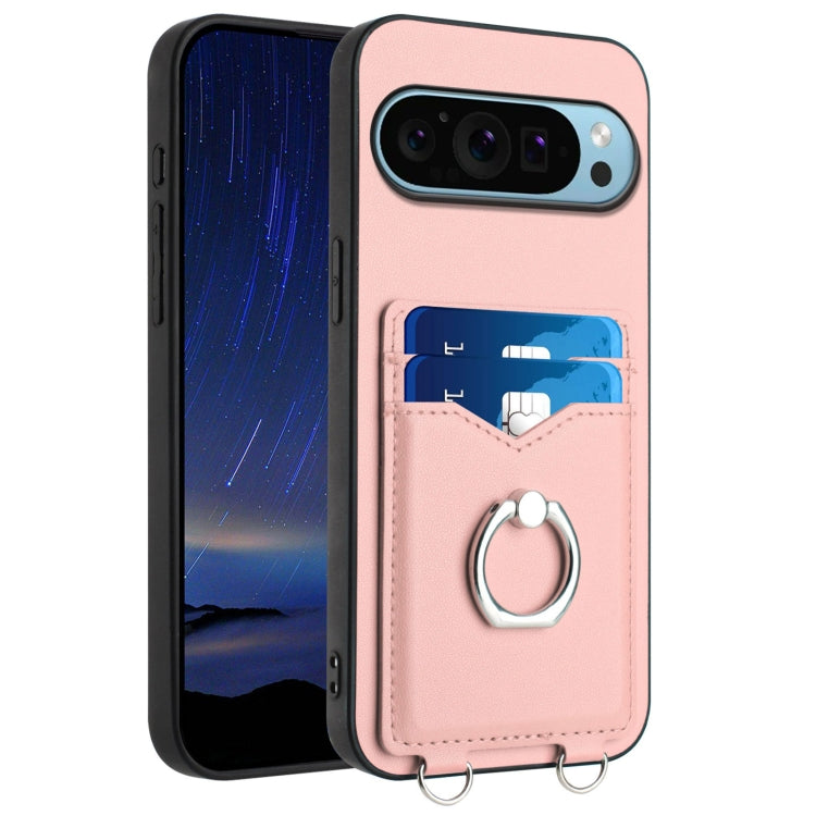 For Google Pixel 9 / 9 Pro R20 Ring Card Holder Phone Case(Pink) by buy2fix