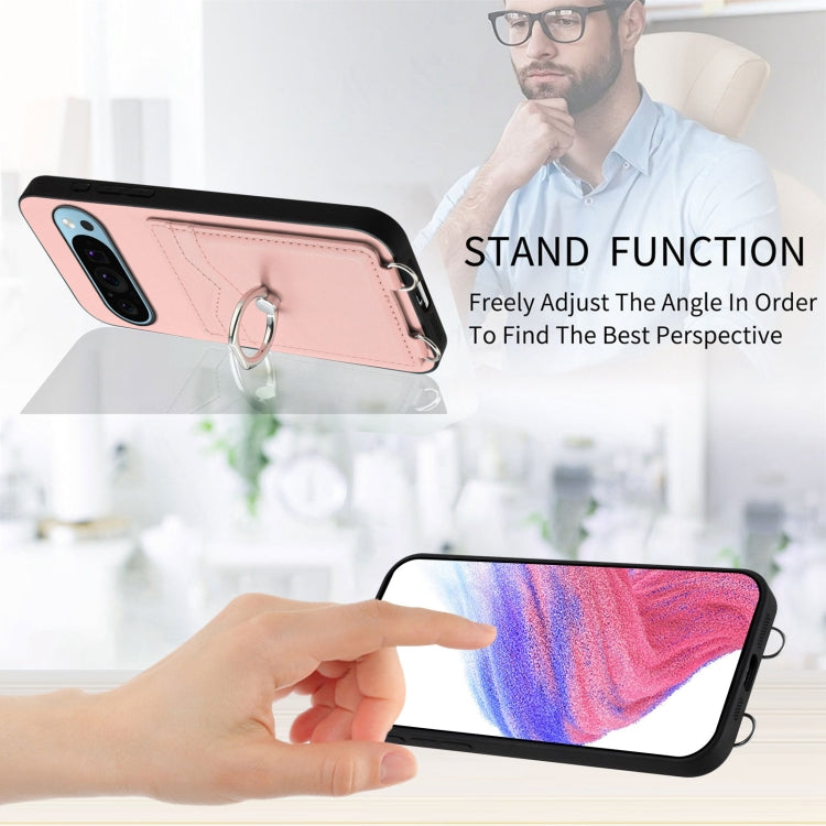 For Google Pixel 9 / 9 Pro R20 Ring Card Holder Phone Case(Pink) by buy2fix