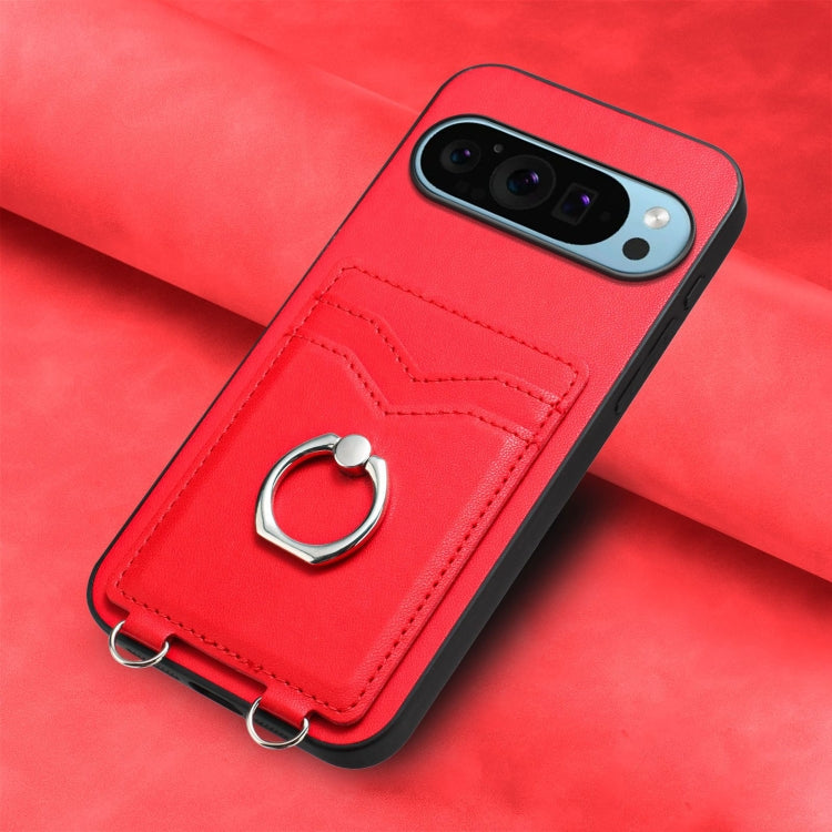 For Google Pixel 9 / 9 Pro R20 Ring Card Holder Phone Case(Red) by buy2fix