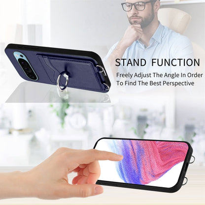 For Google Pixel 9 / 9 Pro R20 Ring Card Holder Phone Case(Blue) by buy2fix