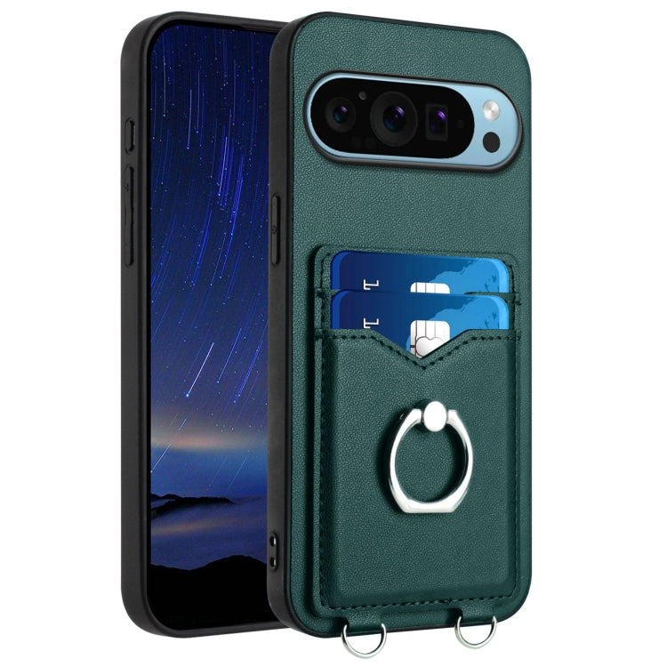 For Google Pixel 9 / 9 Pro R20 Ring Card Holder Phone Case(Green) by buy2fix