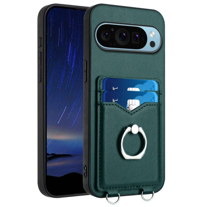 For Google Pixel 9 / 9 Pro R20 Ring Card Holder Phone Case(Green) by buy2fix