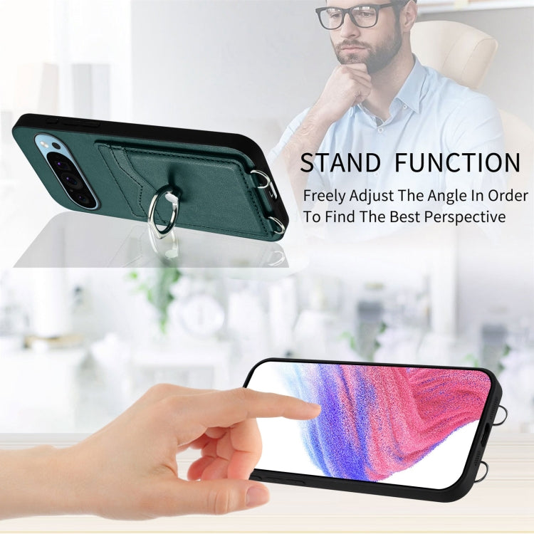 For Google Pixel 9 / 9 Pro R20 Ring Card Holder Phone Case(Green) by buy2fix