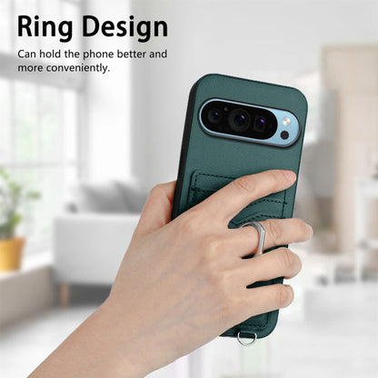 For Google Pixel 9 / 9 Pro R20 Ring Card Holder Phone Case(Green) by buy2fix