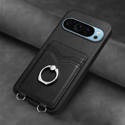 For Google Pixel 9 Pro XL R20 Ring Card Holder Phone Case(Black) by buy2fix