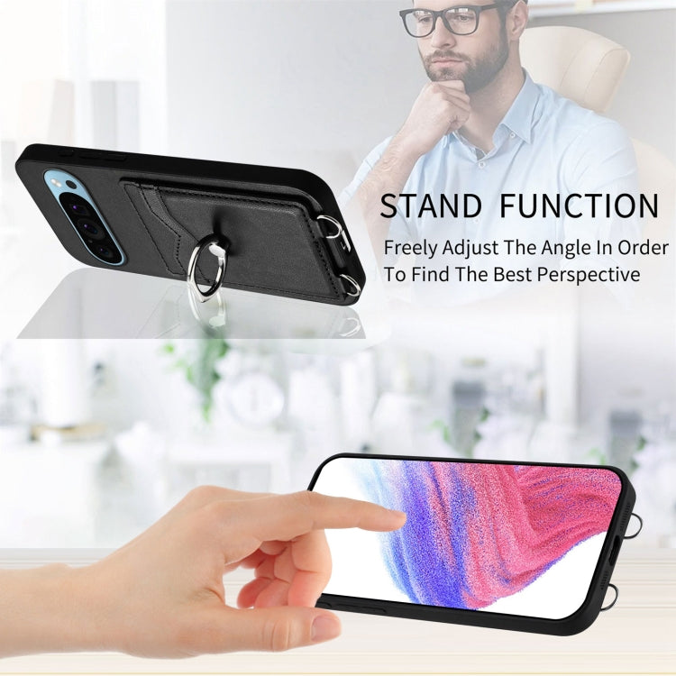 For Google Pixel 9 Pro XL R20 Ring Card Holder Phone Case(Black) by buy2fix