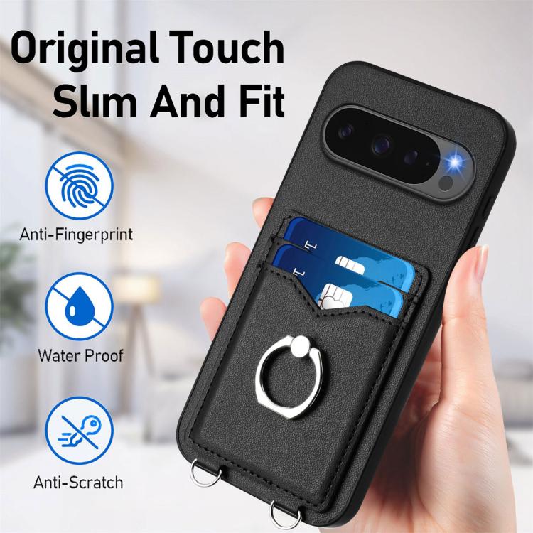 For Google Pixel 10 / 10 Pro R20 Ring Card Holder Phone Case(Black) - Google Cases by buy2fix | Online Shopping UK | buy2fix