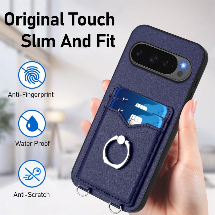 For Google Pixel 10 / 10 Pro R20 Ring Card Holder Phone Case(Blue) - Google Cases by buy2fix | Online Shopping UK | buy2fix