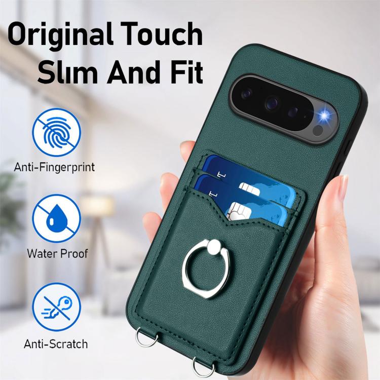 For Google Pixel 10 / 10 Pro R20 Ring Card Holder Phone Case(Green) - Google Cases by buy2fix | Online Shopping UK | buy2fix