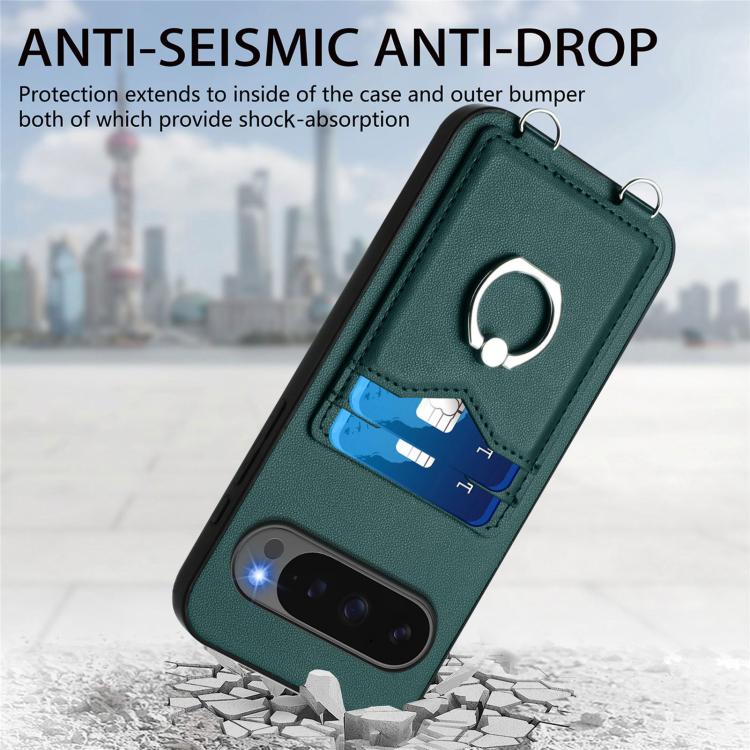 For Google Pixel 10 / 10 Pro R20 Ring Card Holder Phone Case(Green) - Google Cases by buy2fix | Online Shopping UK | buy2fix
