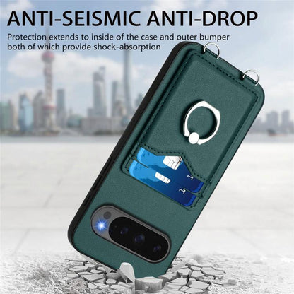 For Google Pixel 10 / 10 Pro R20 Ring Card Holder Phone Case(Green) - Google Cases by buy2fix | Online Shopping UK | buy2fix