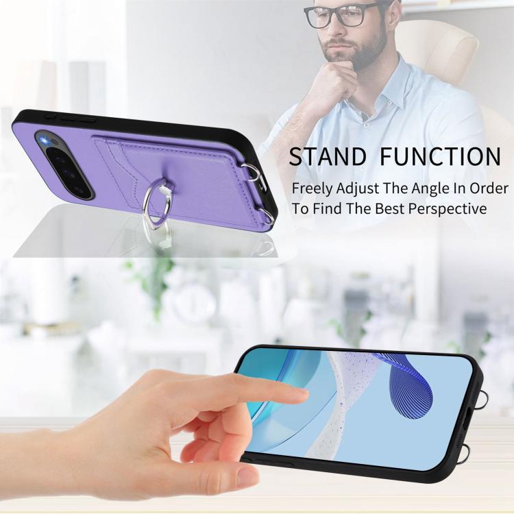 For Google Pixel 10 / 10 Pro R20 Ring Card Holder Phone Case(Purple) - Google Cases by buy2fix | Online Shopping UK | buy2fix