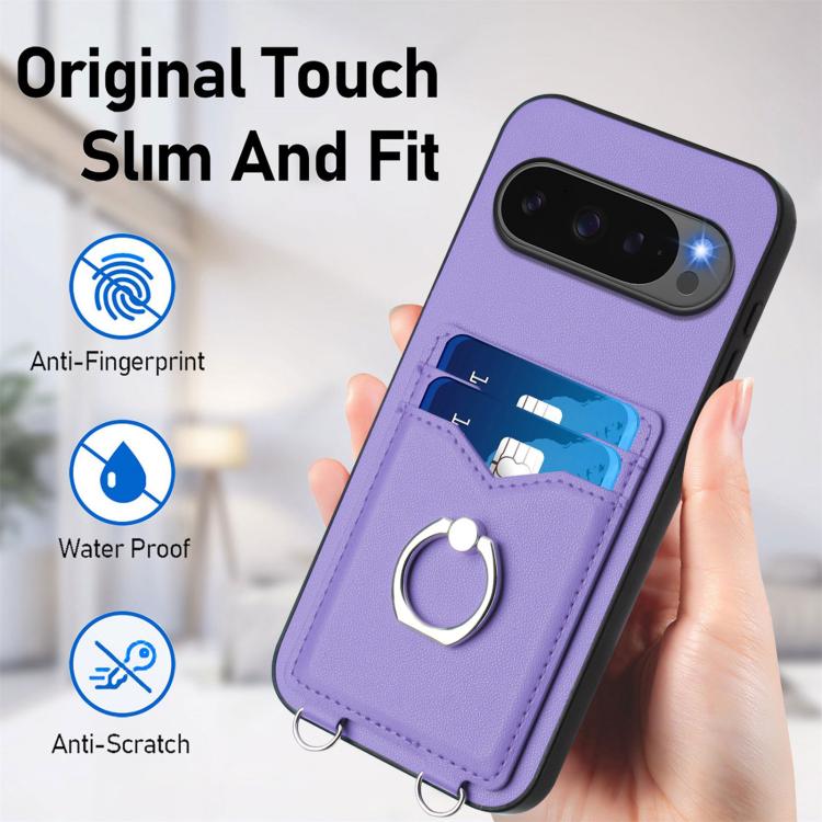 For Google Pixel 10 / 10 Pro R20 Ring Card Holder Phone Case(Purple) - Google Cases by buy2fix | Online Shopping UK | buy2fix