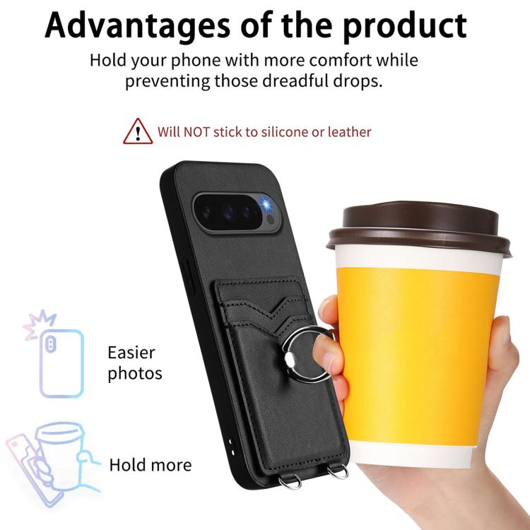 For Google Pixel 10 Pro XL R20 Ring Card Holder Phone Case(Black) - Google Cases by buy2fix | Online Shopping UK | buy2fix