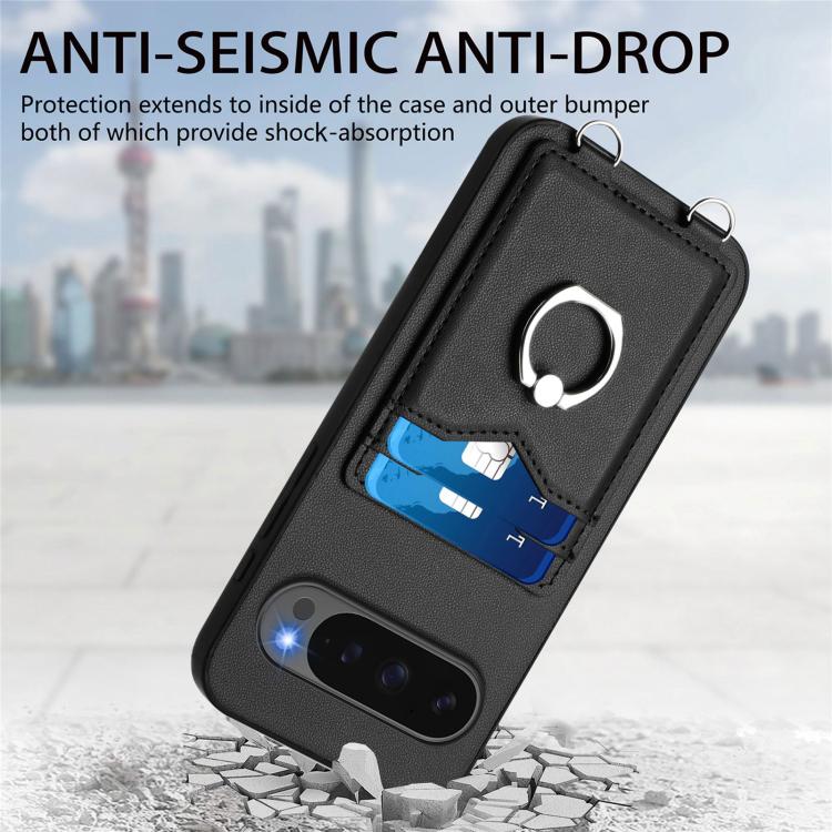 For Google Pixel 10 Pro XL R20 Ring Card Holder Phone Case(Black) - Google Cases by buy2fix | Online Shopping UK | buy2fix