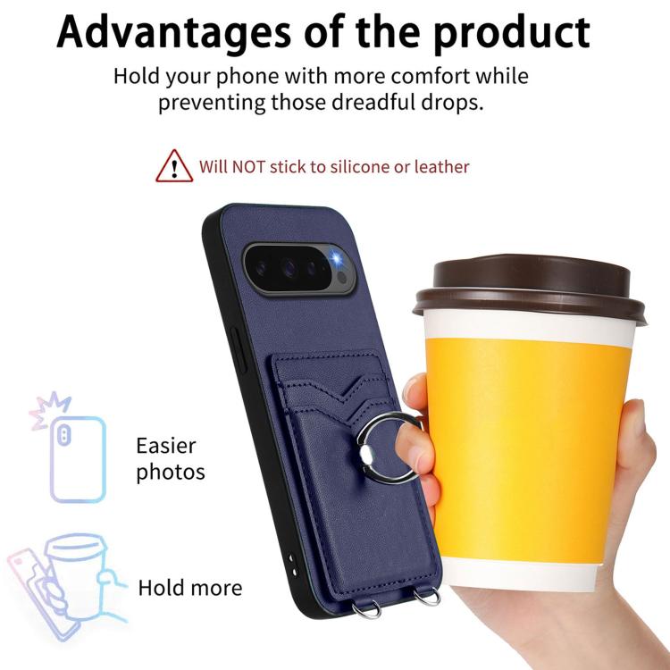 For Google Pixel 10 Pro XL R20 Ring Card Holder Phone Case(Blue) - Google Cases by buy2fix | Online Shopping UK | buy2fix