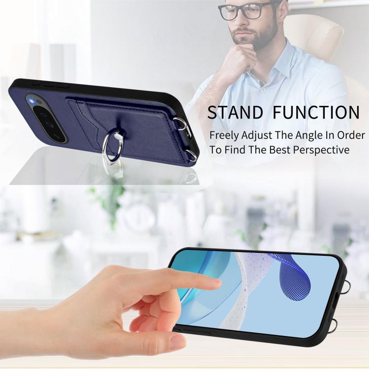 For Google Pixel 10 Pro XL R20 Ring Card Holder Phone Case(Blue) - Google Cases by buy2fix | Online Shopping UK | buy2fix