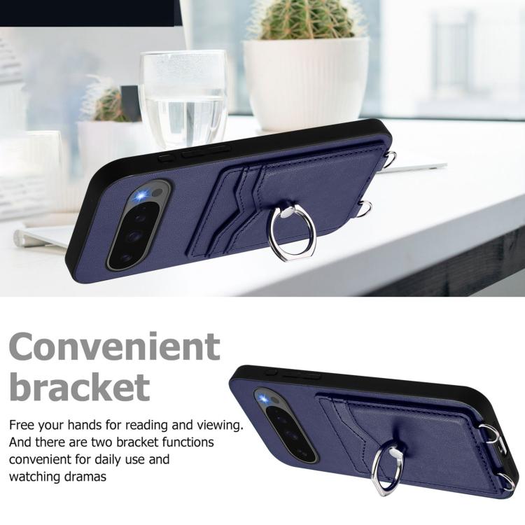 For Google Pixel 10 Pro XL R20 Ring Card Holder Phone Case(Blue) - Google Cases by buy2fix | Online Shopping UK | buy2fix
