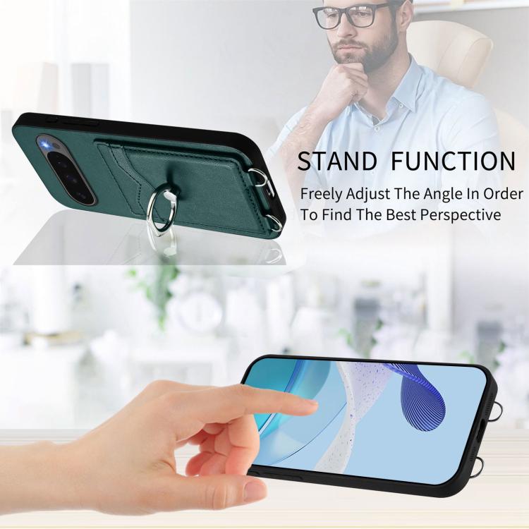For Google Pixel 10 Pro XL R20 Ring Card Holder Phone Case(Green) - Google Cases by buy2fix | Online Shopping UK | buy2fix