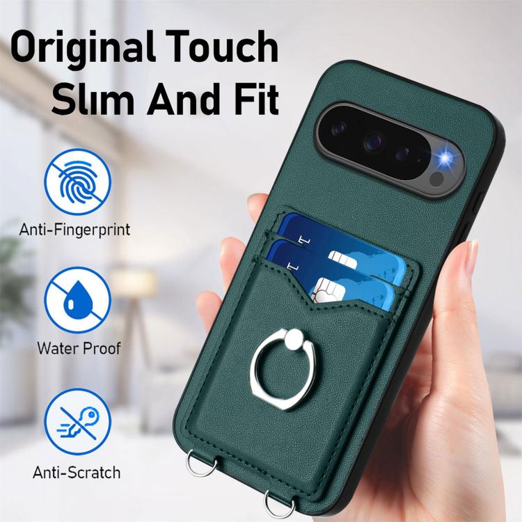For Google Pixel 10 Pro XL R20 Ring Card Holder Phone Case(Green) - Google Cases by buy2fix | Online Shopping UK | buy2fix