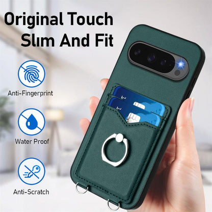For Google Pixel 10 Pro XL R20 Ring Card Holder Phone Case(Green) - Google Cases by buy2fix | Online Shopping UK | buy2fix