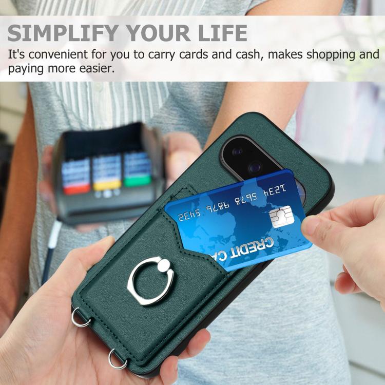 For Google Pixel 10 Pro XL R20 Ring Card Holder Phone Case(Green) - Google Cases by buy2fix | Online Shopping UK | buy2fix