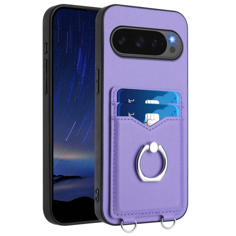 For Google Pixel 10 Pro XL R20 Ring Card Holder Phone Case(Purple) - Google Cases by buy2fix | Online Shopping UK | buy2fix