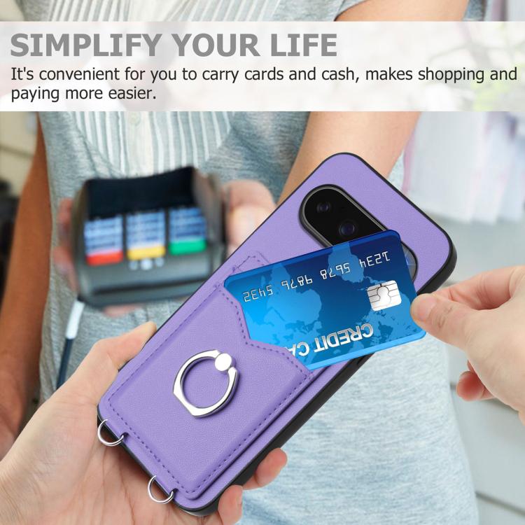 For Google Pixel 10 Pro XL R20 Ring Card Holder Phone Case(Purple) - Google Cases by buy2fix | Online Shopping UK | buy2fix